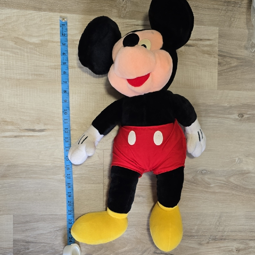 Vintage Disney Classic Black and Red Mickey Mouse Plush. 24"